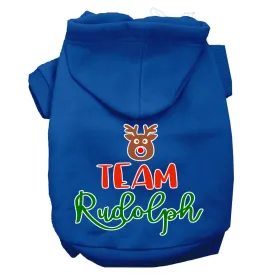 Team Rudolph Screen Print Dog Hoodie Blue M