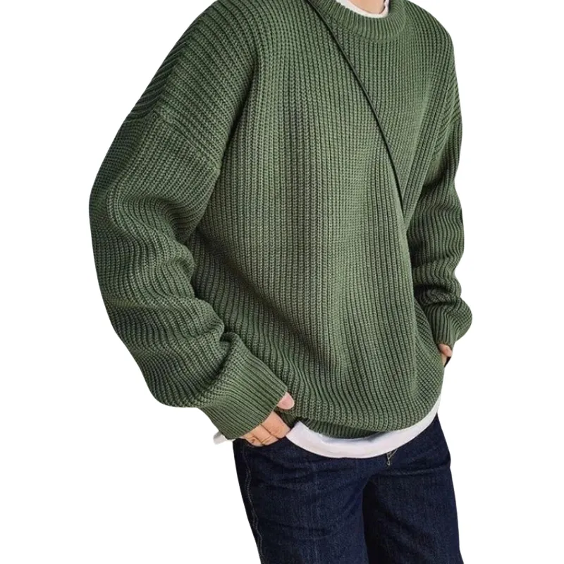 Textured Knit Crew Neck Sweater