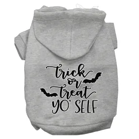 Trick Or Treat Yo' Self Screen Print Dog Hoodie Grey S