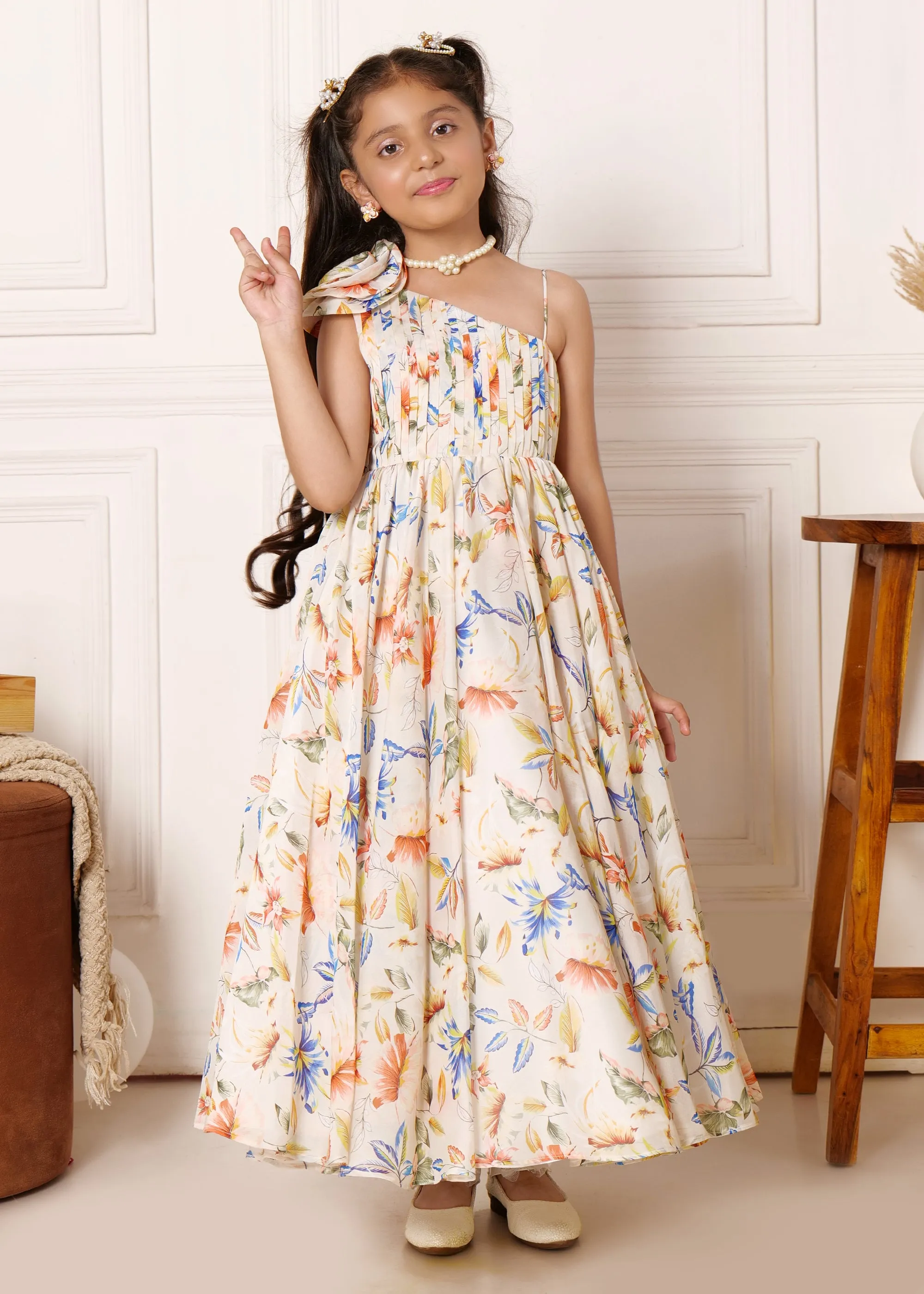 Tropical Breeze One-Shoulder Gown