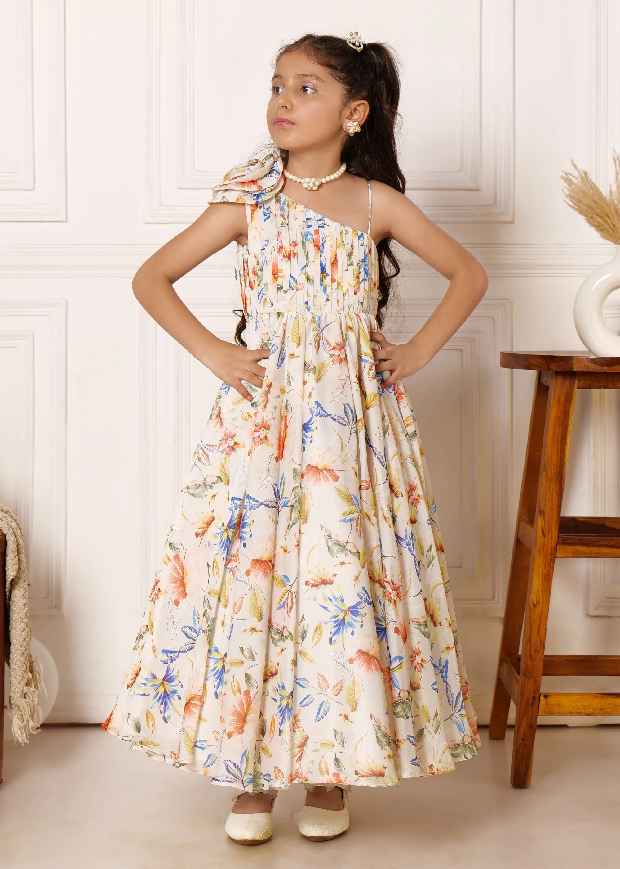 Tropical Breeze One-Shoulder Gown