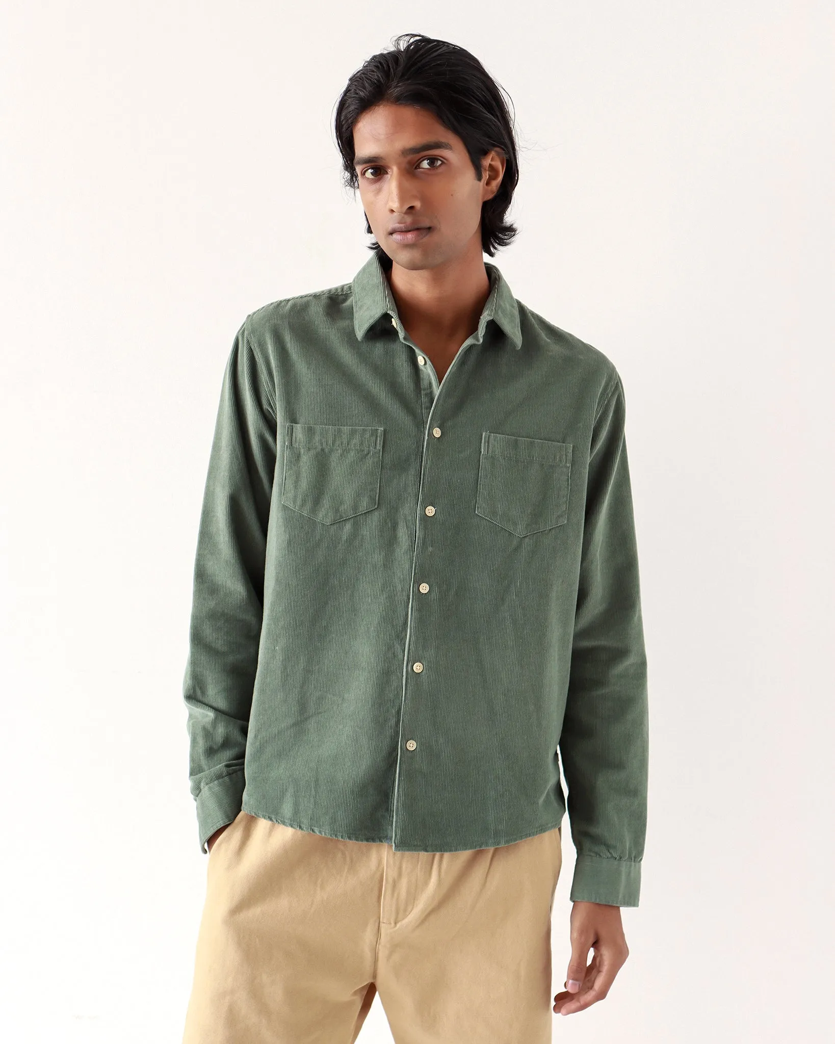 Two Pocket Shirt - Forest Green Corduroy