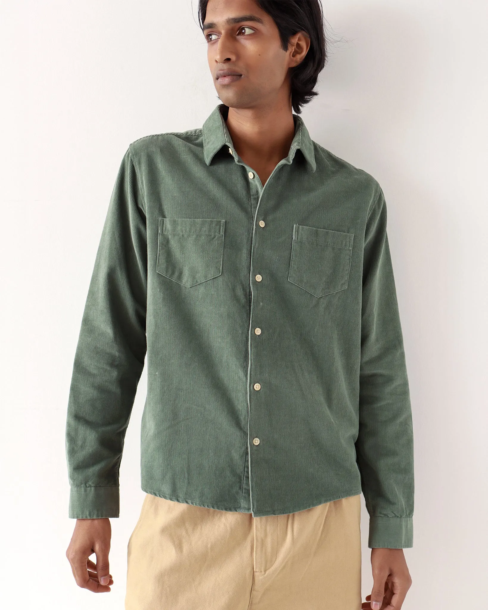 Two Pocket Shirt - Forest Green Corduroy