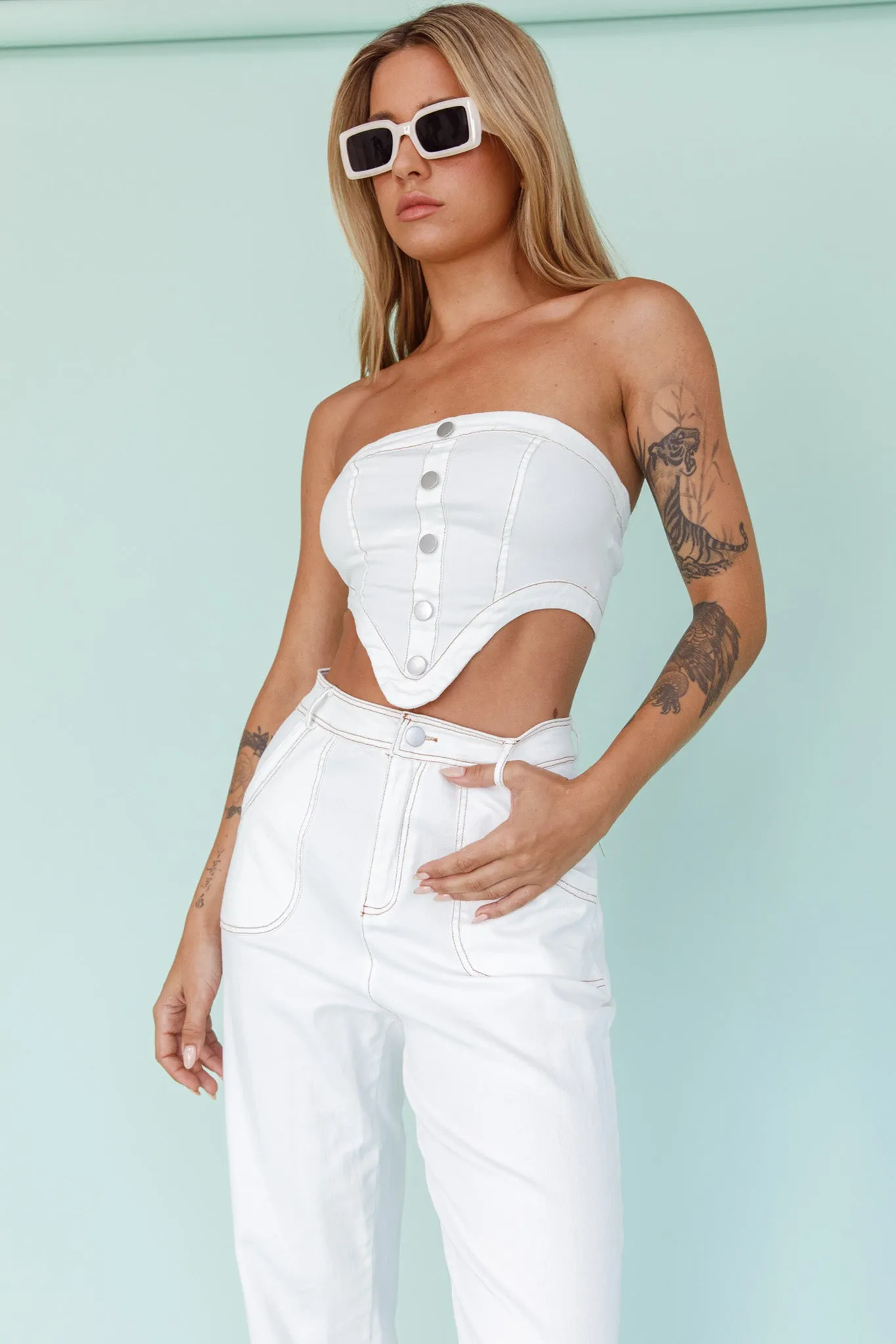 Uptown Wide Leg Pants White