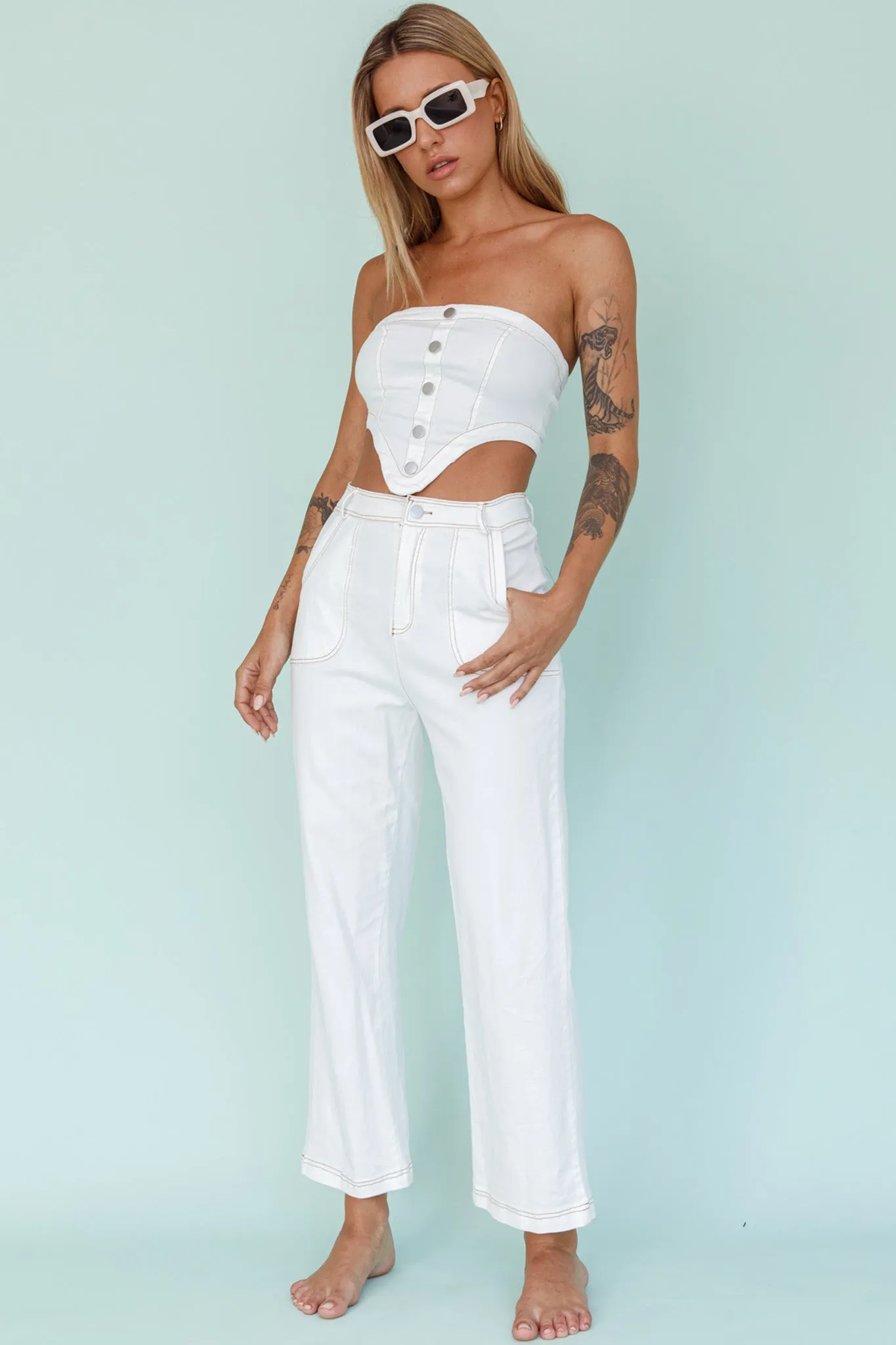 Uptown Wide Leg Pants White