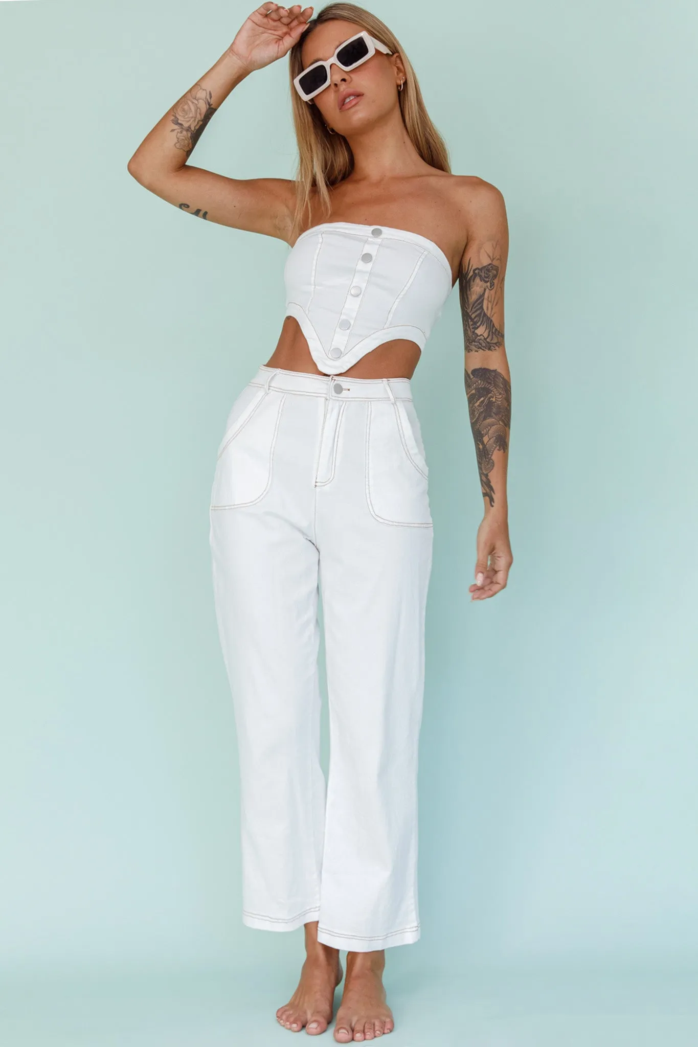 Uptown Wide Leg Pants White