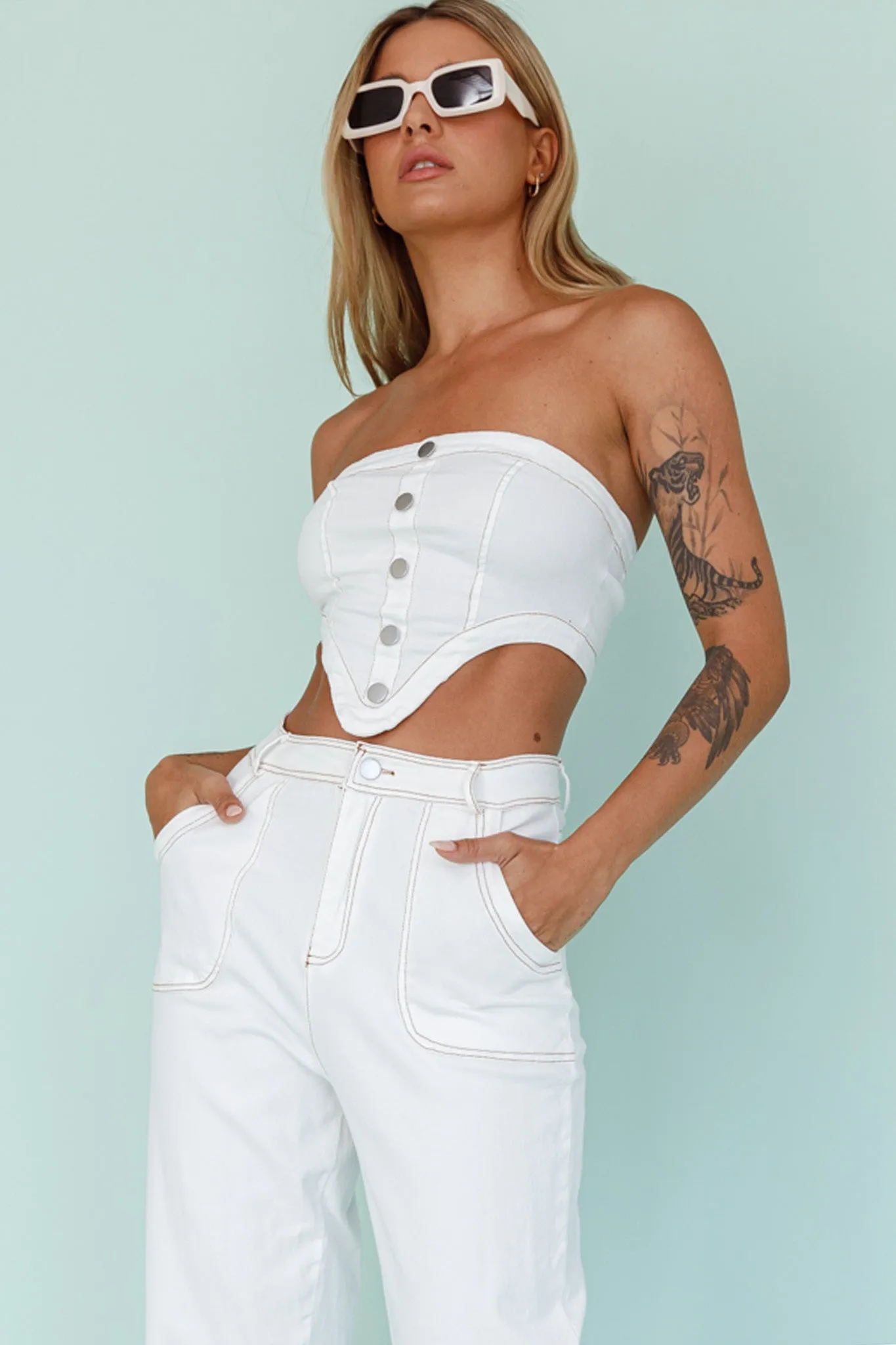 Uptown Wide Leg Pants White