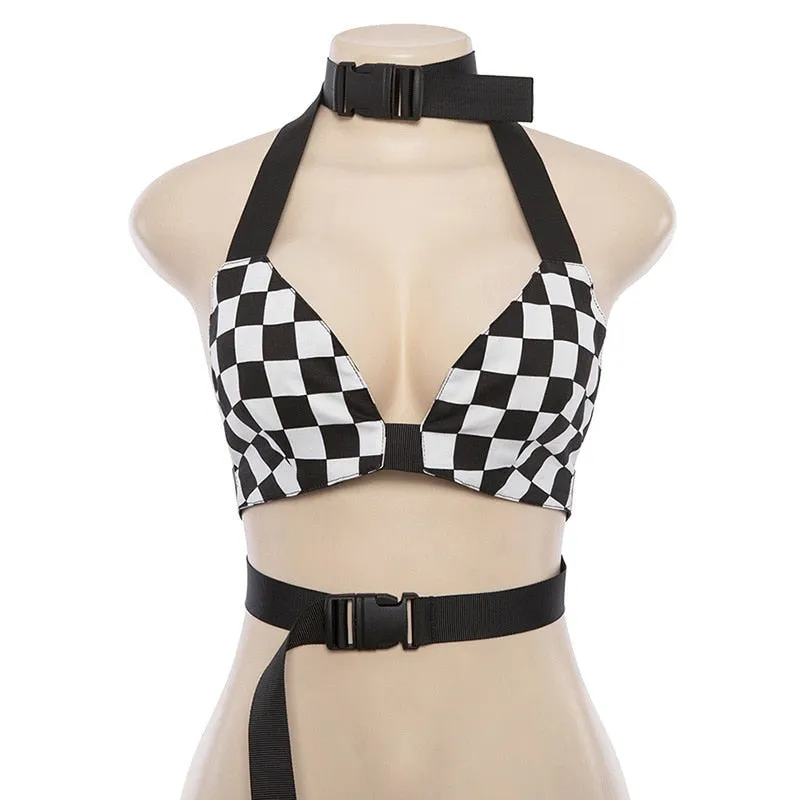 VenusFox Adjustable Sexy buckle V Neck Crop Top