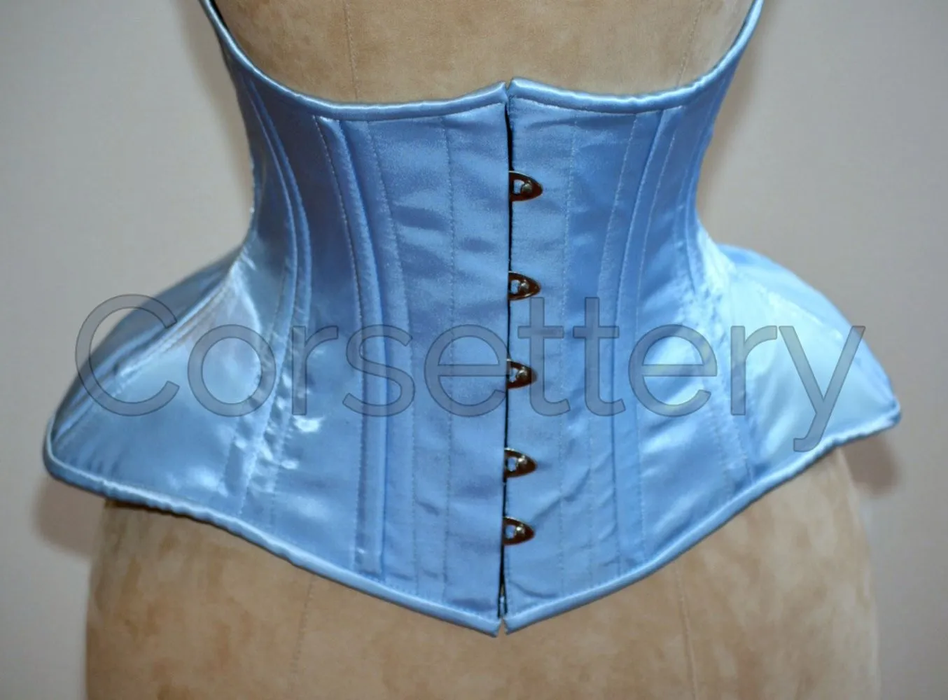 Very wide hips double row steel boned underbust corset from satin. Real waist training corset for tight lacing. Gothic, steampunk corset