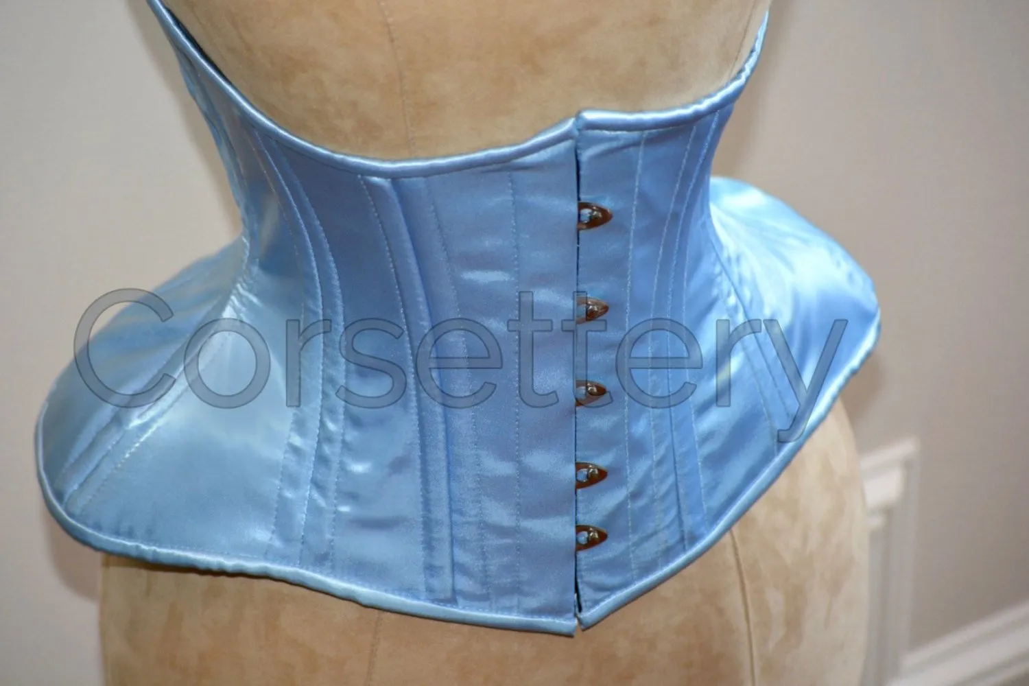 Very wide hips double row steel boned underbust corset from satin. Real waist training corset for tight lacing. Gothic, steampunk corset