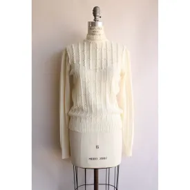 Vintage 1990s Mariea Kim Ivory Knit Mockneck Sweater