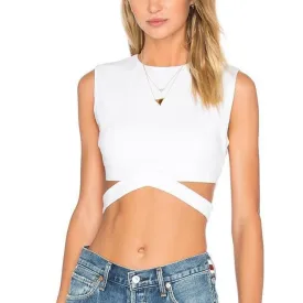 White Tank Tops Sexy Women Crop Top