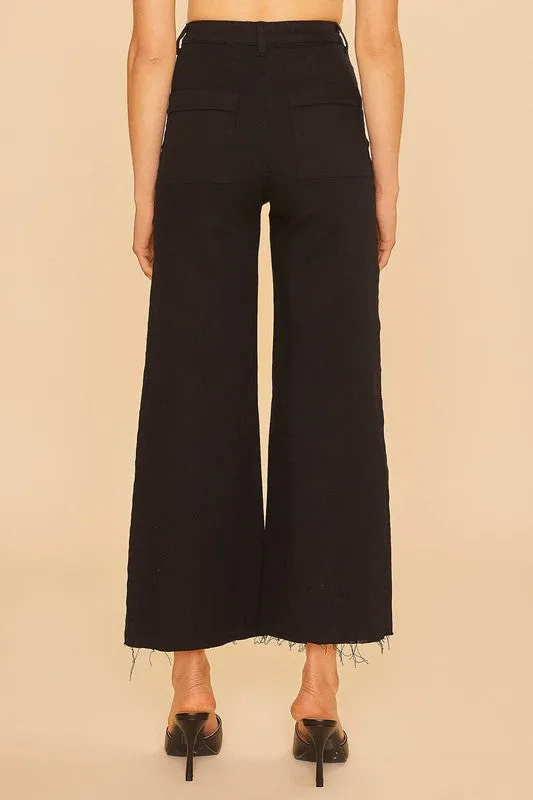 Wide Leg Black Denim Pants