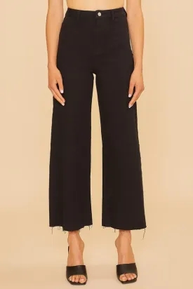 Wide Leg Black Denim Pants