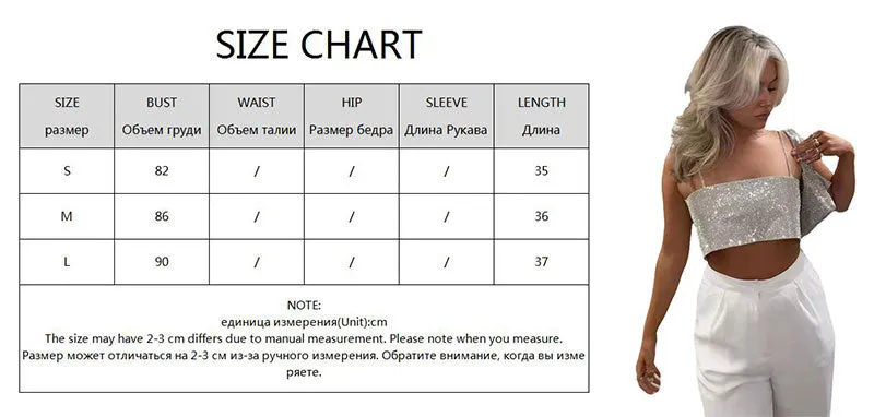 Wjczt Glitter Crop Top Women Sleeveless Vest Off Shoulder Top Open Back Y2K Clothes Summer Party Tube Top Cami Sexy Tank Tops Clubwear