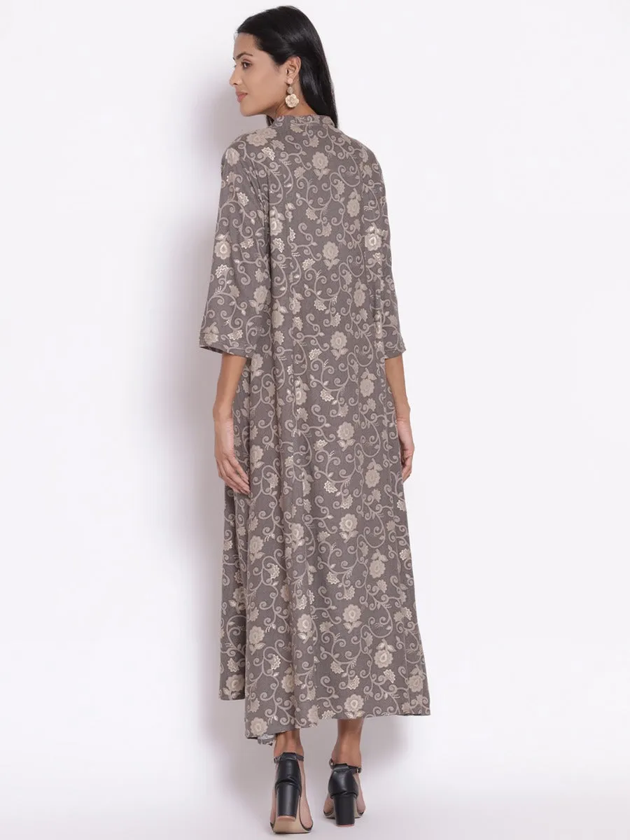 Women Grey Floral Printed Dress