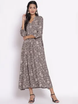 Women Grey Floral Printed Dress