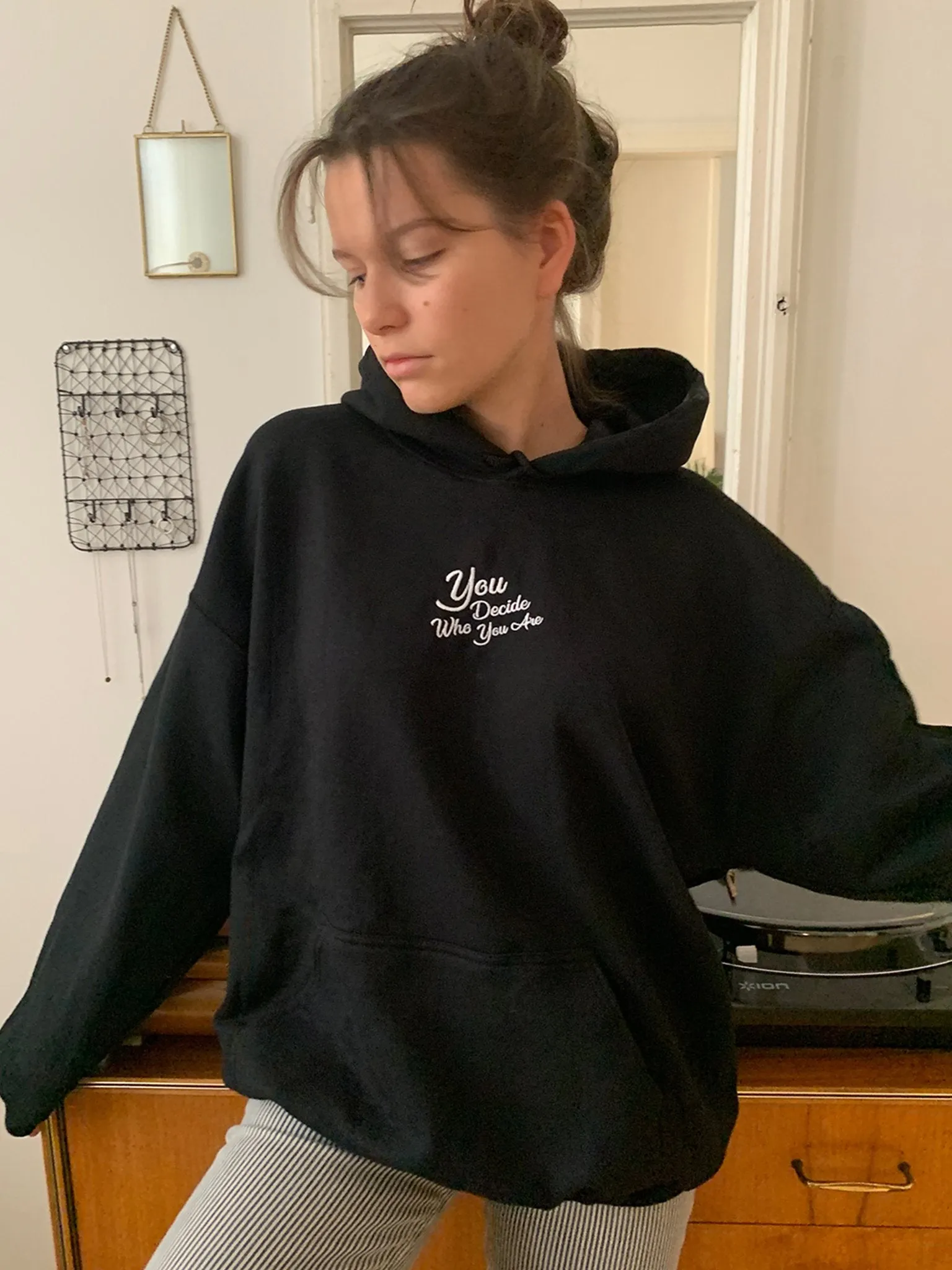 You Decide Who You Are embroidered Hoodie (black)