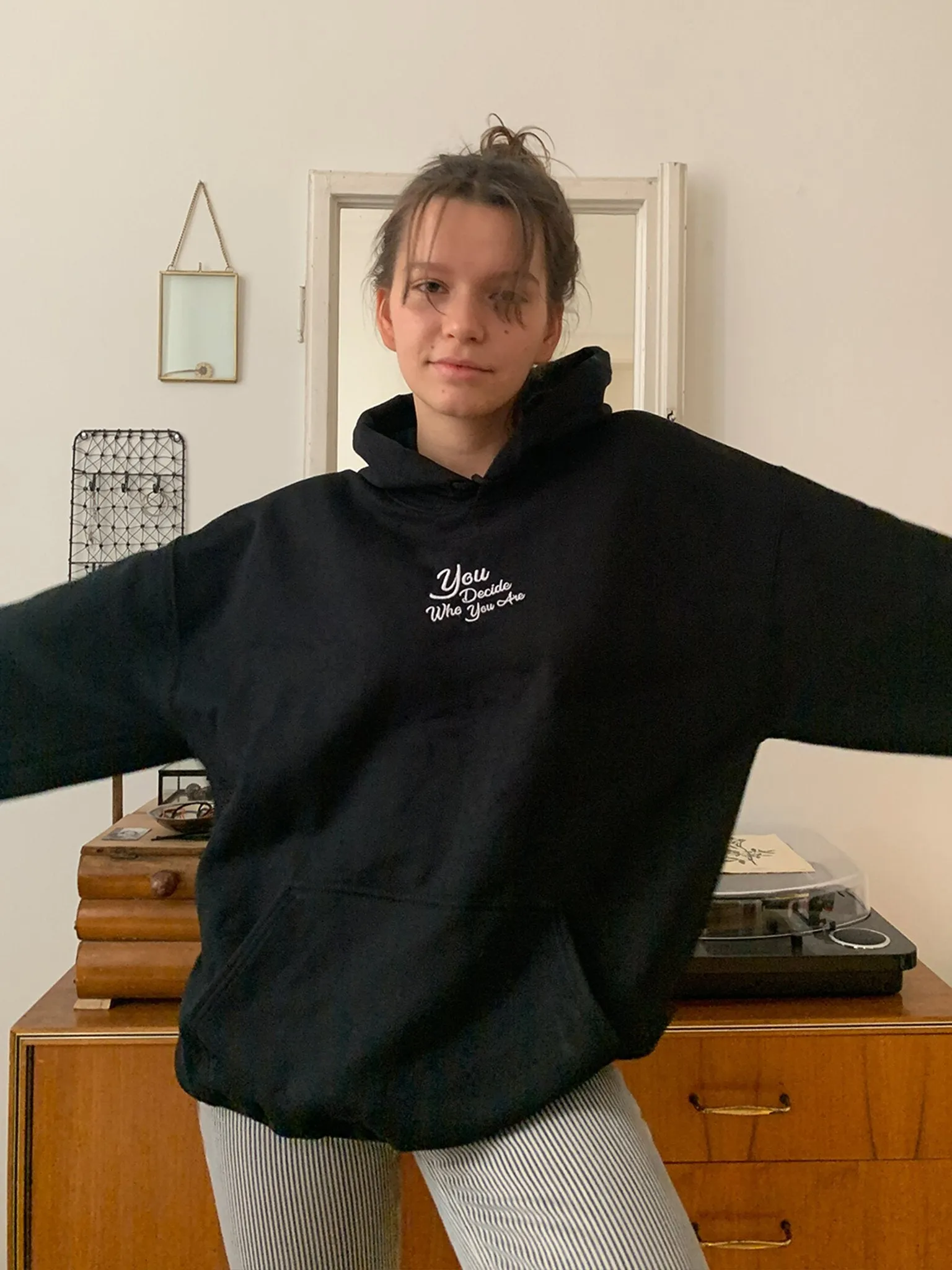 You Decide Who You Are embroidered Hoodie (black)