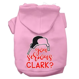 You Serious Clark? Screen Print Dog Hoodie Light Pink Xs